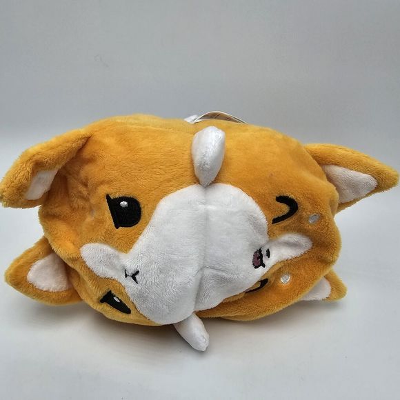 TeeTurtle Reversible Happy Sad Corgi Fox Orange Plush 4" - Picture 6 of 6